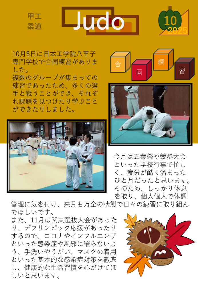 甲工柔道通信10月のサムネイル
